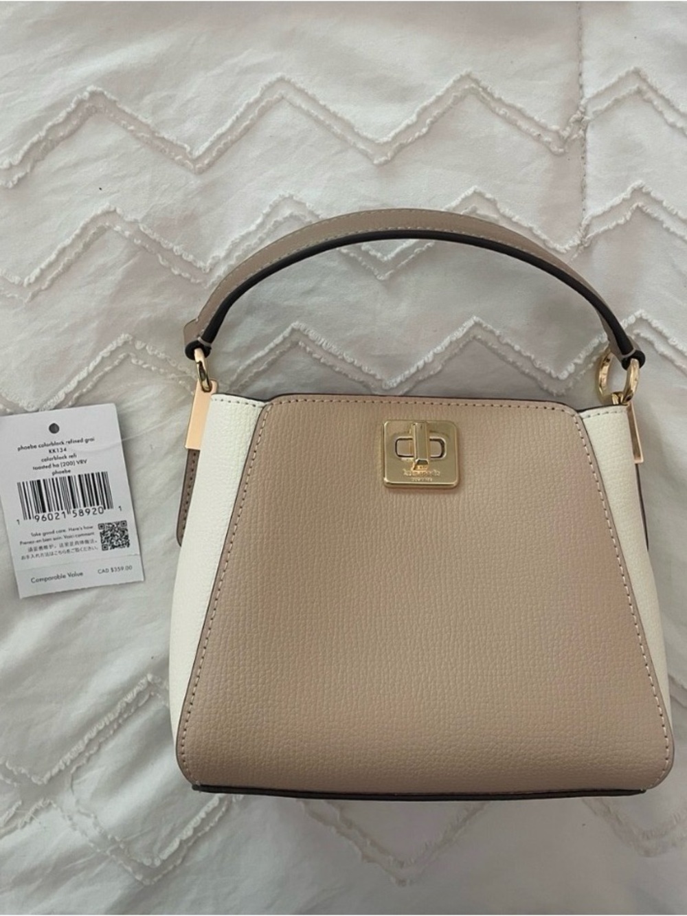 KATE SPADE

Phoebe Mini Toasted Hazelnut Beige and White
